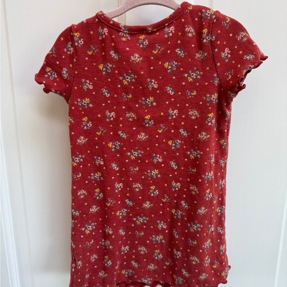Art of Class 2T Girls Rust Red Floral Short Sleeve Blouse Top - Picture 7 of 7